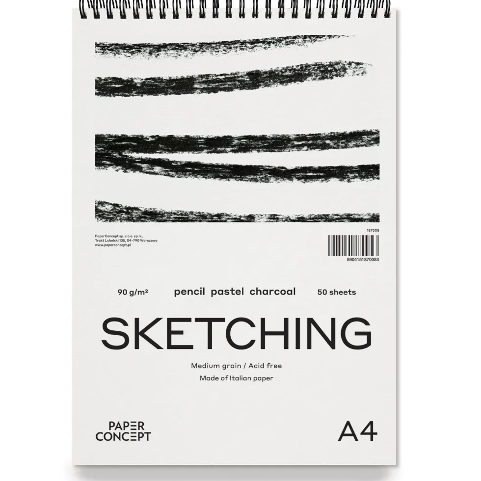 Blok szkicowy Sketching na spirali - PaperConcept - medium grain A4 90 g 50 ark.