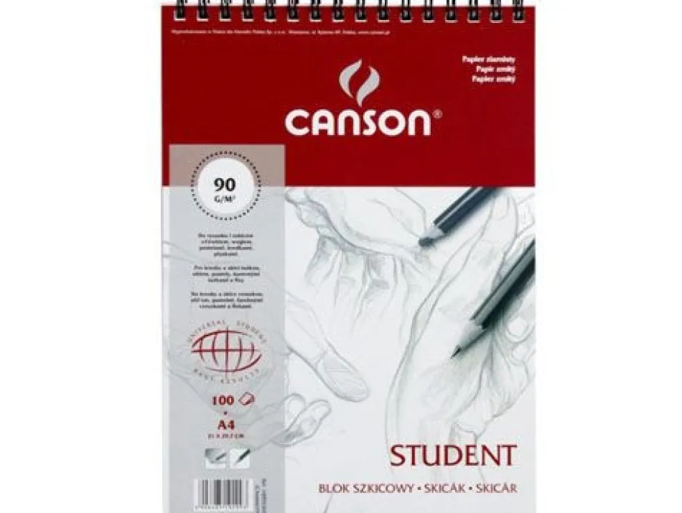 Blok szkicowy Student A4 - Canson - spirala, 90 g, 100 ark.