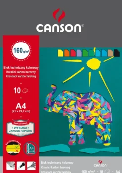 Blok techniczny A4 - Canson - kolorowy, 160 g, 10 ark.