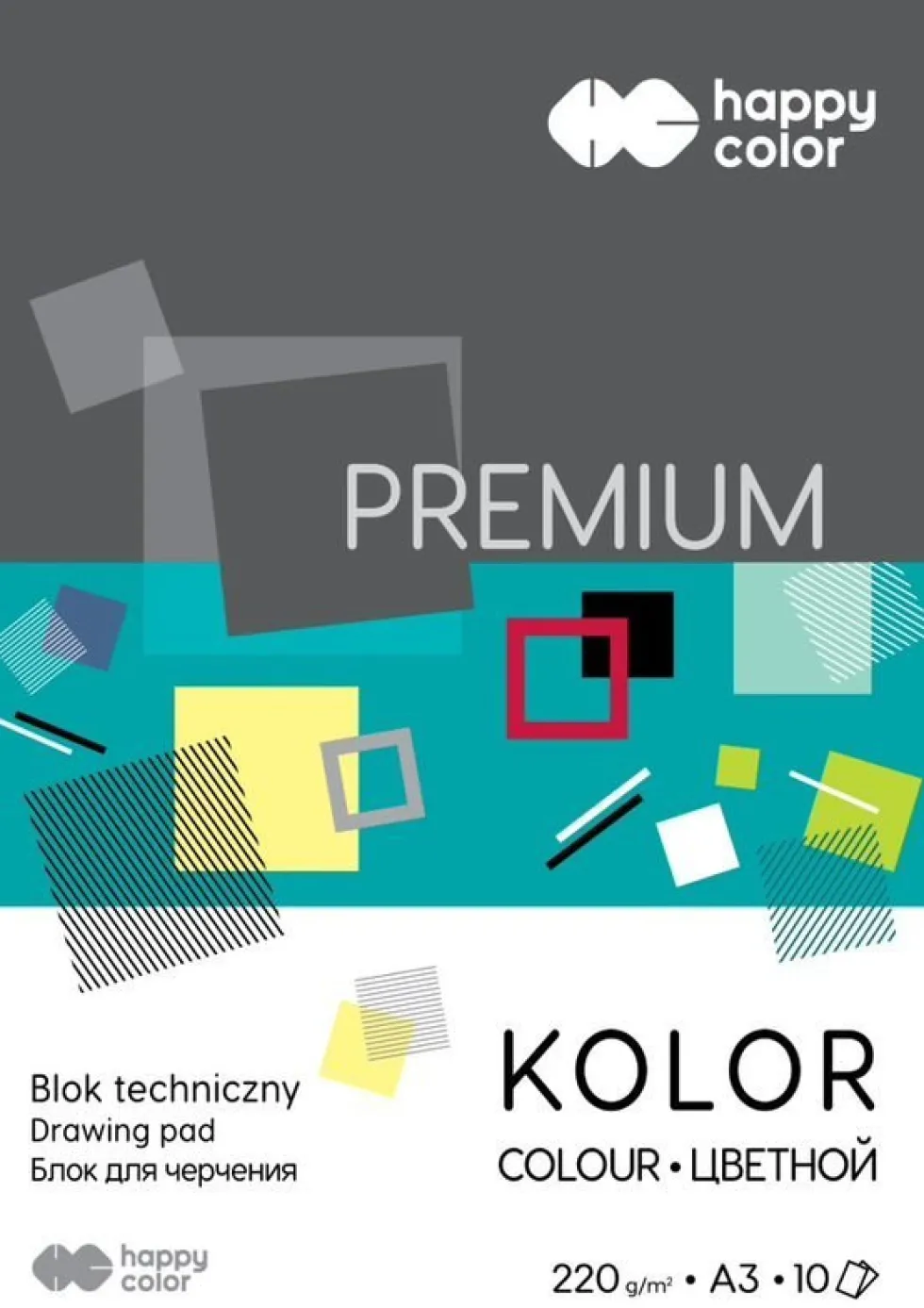 Blok techniczny Premium A3 - Happy Color - kolorowy, 220 g, 10 ark.