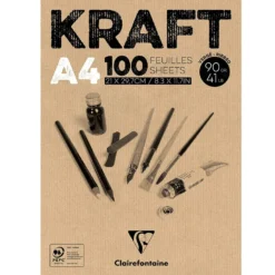Blok uniwersalny Kraft Mixed Media - Clairefontaine - brązowy, A4, 90g, 100 ark.