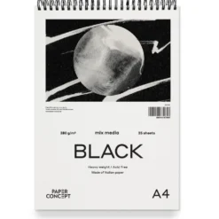 Blok uniwersalny Mix Media Black na spirali - PaperConcept - smooth A4 280 g 25 ark.