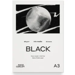 Blok uniwersalny Mix Media Black - PaperConcept - smooth A3 280 g 25 ark.
