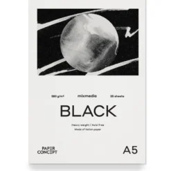 Blok uniwersalny Mix Media Black - PaperConcept - smooth A5 280 g 25 ark.