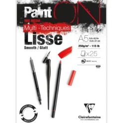 Blok uniwersalny Paint'On Mixed Media - Clairefontaine - gładki, A5, 250g, 25 ark.