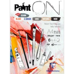 Blok uniwersalny Paint'On Mixed Media - Clairefontaine - 6 kolorów, A4, 250g, 24 ark.