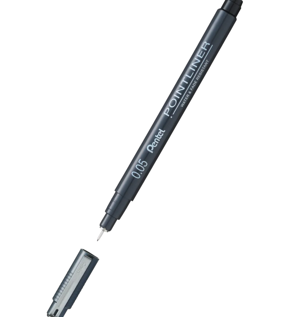 Cienkopis kalibrowany Pointliner - Pentel - czarny, 0,05 mm