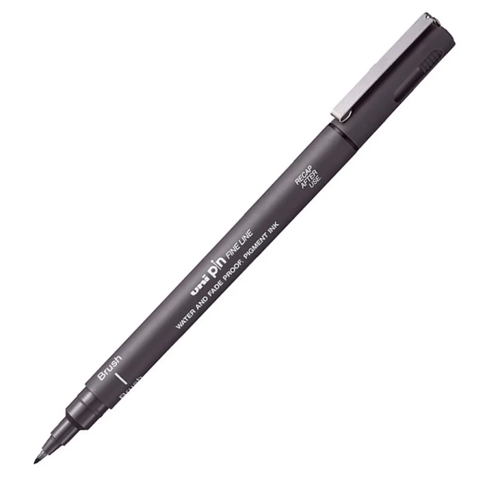 Cienkopis kreślarski z pędzelkiem Pin Brush 200 - Uni - ciemnoszary