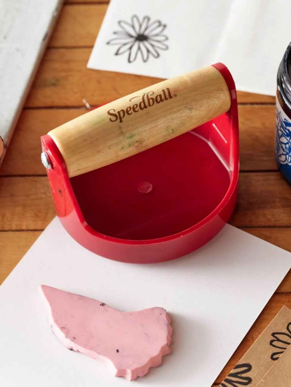Docisk drukarski - Speedball - czerwony 10 cm