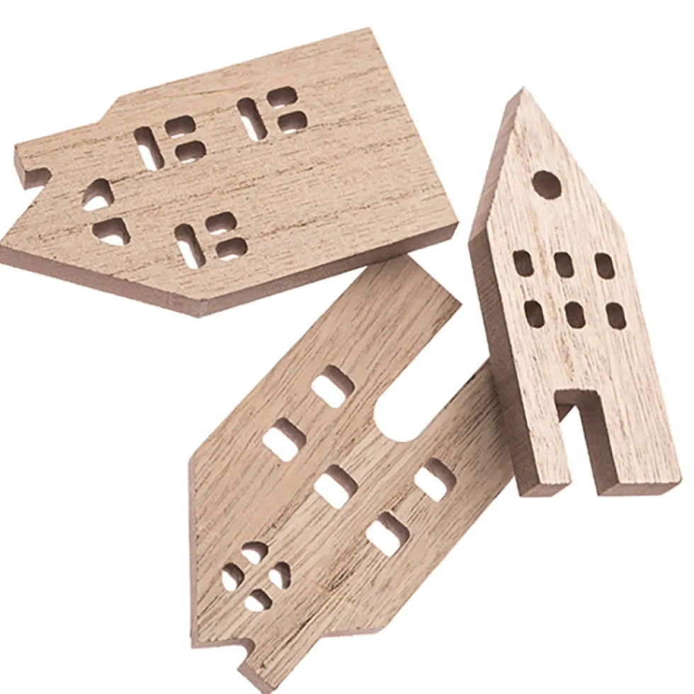 Drewniane kształty Domki - DpCraft - 10 cm, 3 szt.