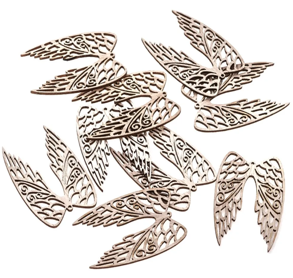 Drewniane kształty Skrzydła - DpCraft - naturalne, 6 cm, 9 szt.