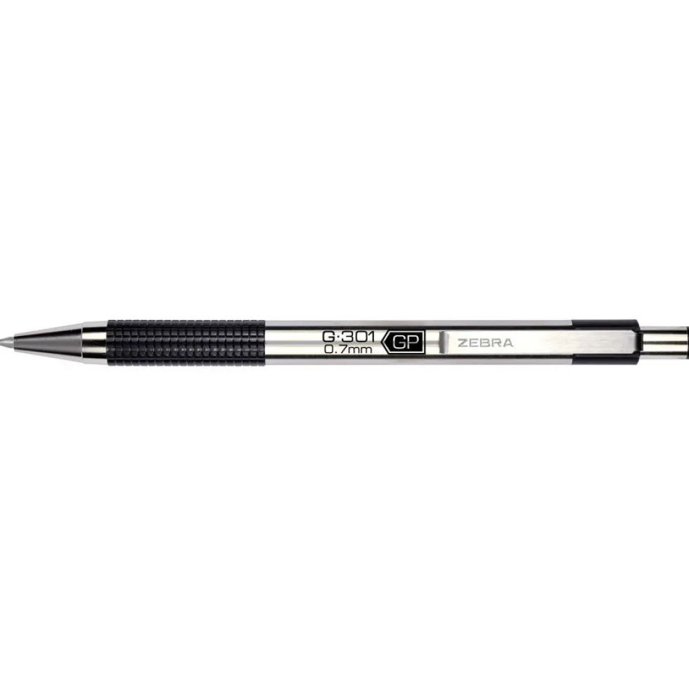 Długopis żelowy G-301 - Zebra - Black, 0,7 mm