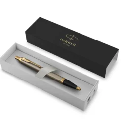Długopis IM w etui - Parker - Brushed Metal & Gold Trim