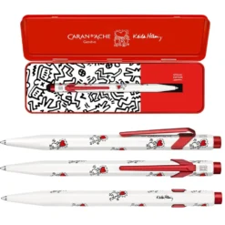 Długopis 849 Keith Haring z etui - Caran d'Ache - White & Red