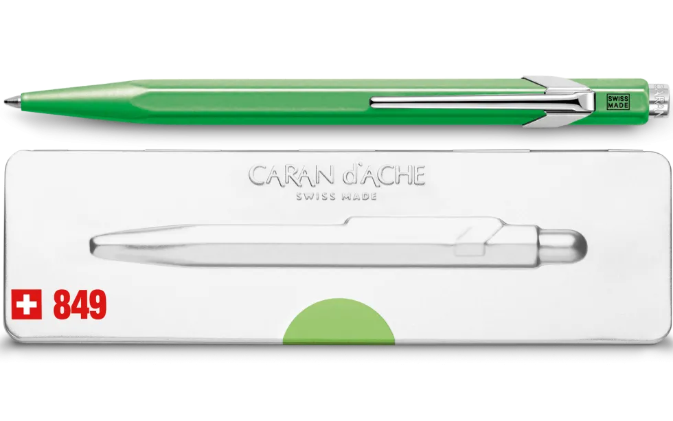 Długopis 849 Pop Line z etui - Caran d'Ache - zielony fluo
