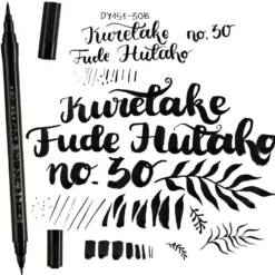 Dwustronny pisak do kaligrafii Fude Hutaho - Kuretake - czarny