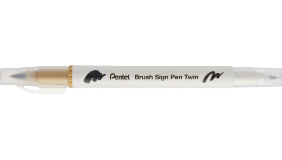 Dwustronny pisak pędzelkowy Brush Sign Pen Twin - Pentel - beżowy