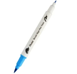 Dwustronny pisak pędzelkowy Brush Sign Pen Twin - Pentel - błękitny