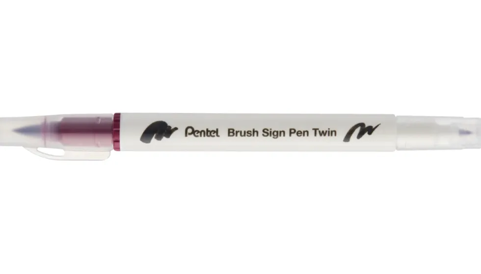 Dwustronny pisak pędzelkowy Brush Sign Pen Twin - Pentel - bordowy