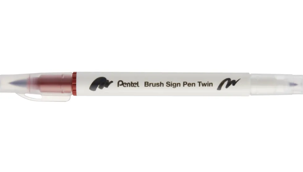 Dwustronny pisak pędzelkowy Brush Sign Pen Twin - Pentel - brązowy