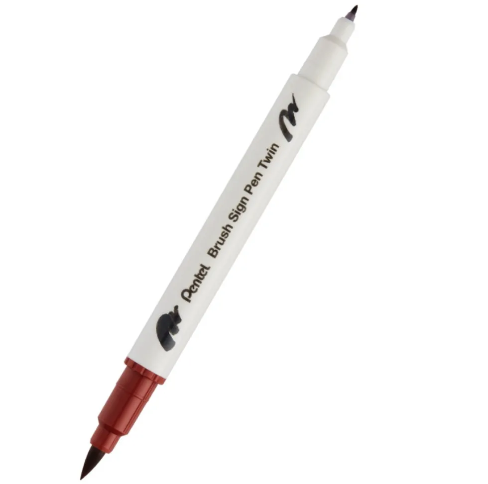 Dwustronny pisak pędzelkowy Brush Sign Pen Twin - Pentel - brązowy