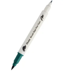 Dwustronny pisak pędzelkowy Brush Sign Pen Twin - Pentel - ciemnozielony