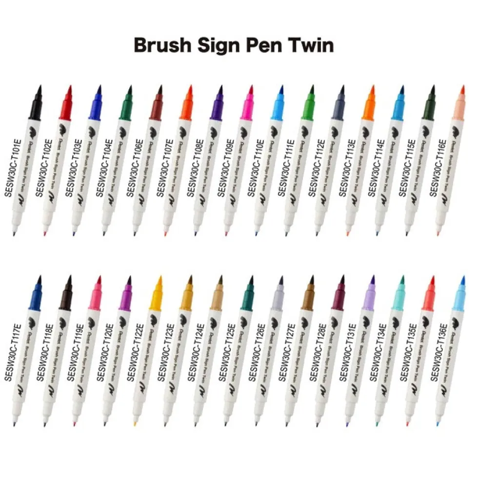 Dwustronny pisak pędzelkowy Brush Sign Pen Twin - Pentel - ciemnobrązowy