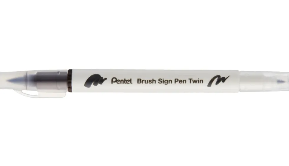 Dwustronny pisak pędzelkowy Brush Sign Pen Twin - Pentel - ciemnobrązowy