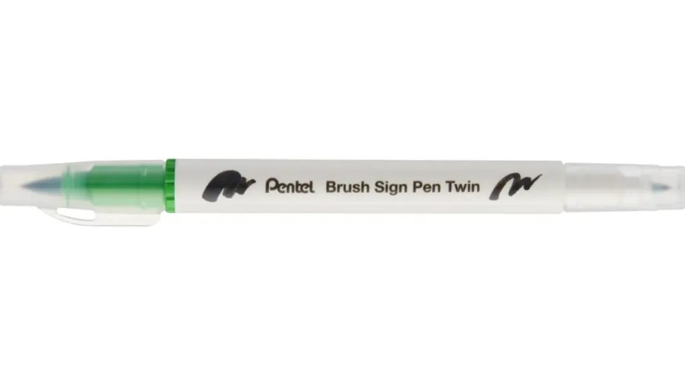 Dwustronny pisak pędzelkowy Brush Sign Pen Twin - Pentel - jasnozielony