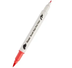 Dwustronny pisak pędzelkowy Brush Sign Pen Twin - Pentel - koralowy róż
