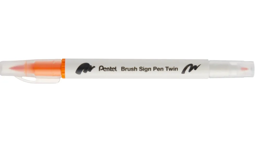 Dwustronny pisak pędzelkowy Brush Sign Pen Twin - Pentel - ochra