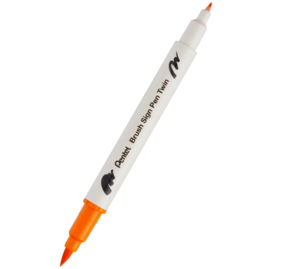 Dwustronny pisak pędzelkowy Brush Sign Pen Twin - Pentel - ochra