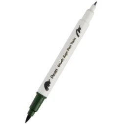 Dwustronny pisak pędzelkowy Brush Sign Pen Twin - Pentel - oliwkowy