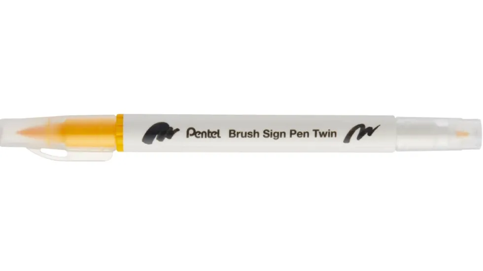 Dwustronny pisak pędzelkowy Brush Sign Pen Twin - Pentel - żółty