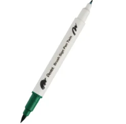 Dwustronny pisak pędzelkowy Brush Sign Pen Twin - Pentel - zielony