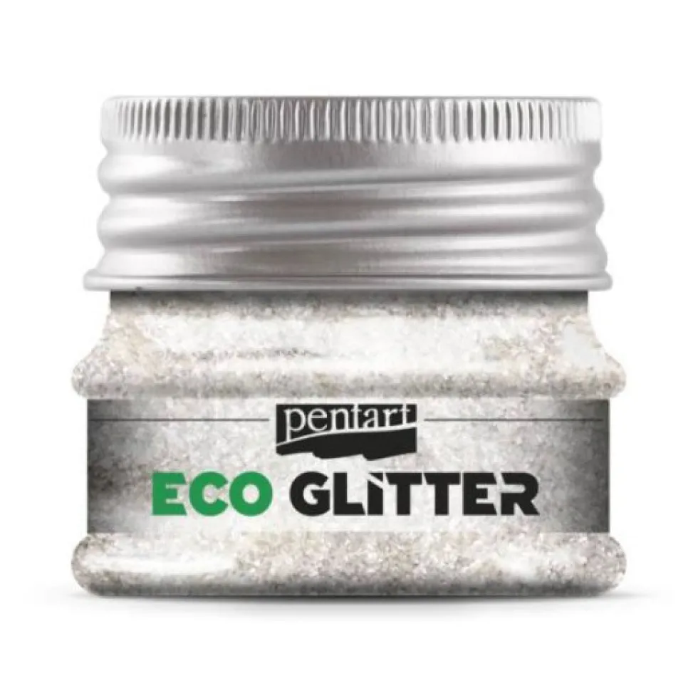 Eko brokat sypki Eco Glitter - Pentart - srebrny, bardzo drobny, 15 g