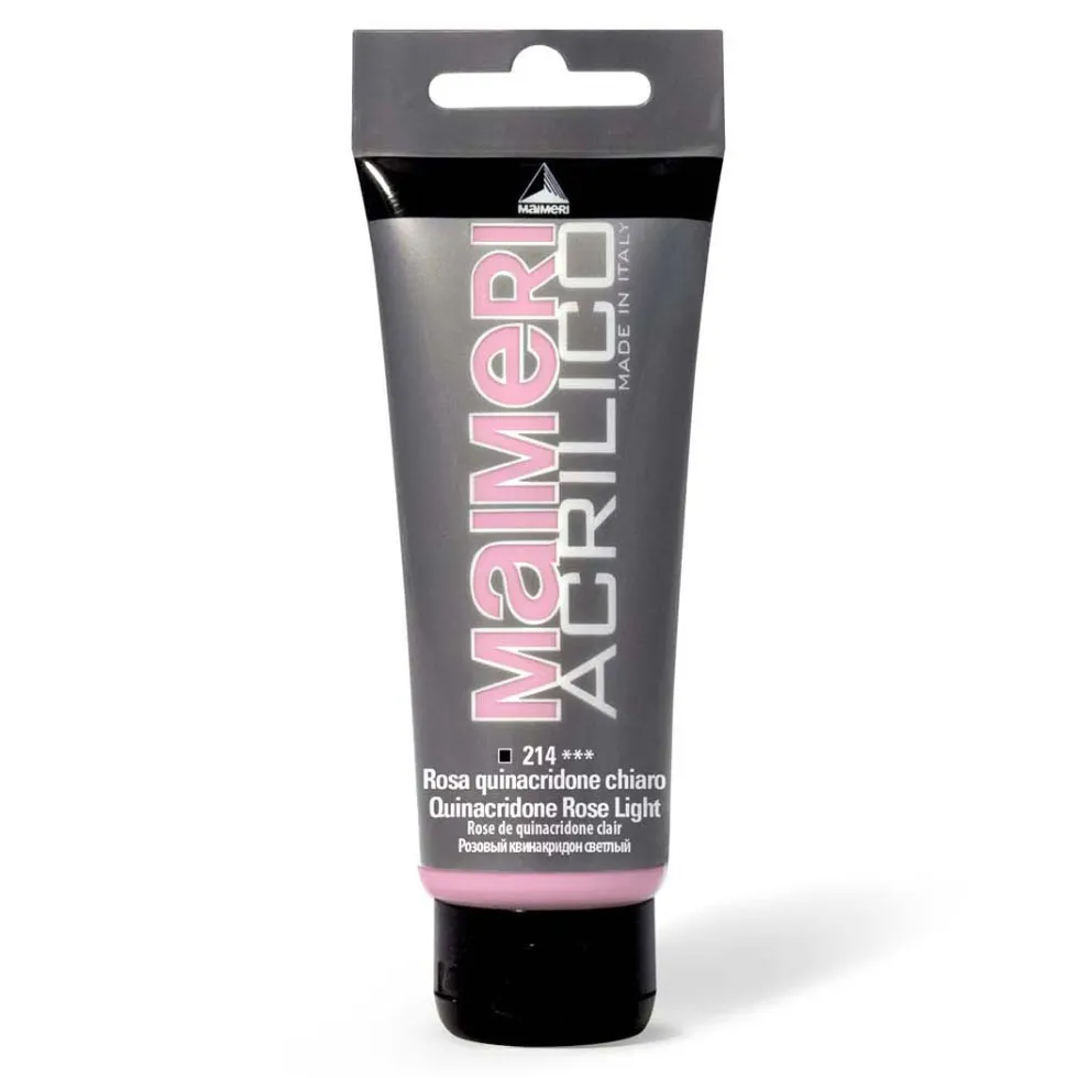Farba akrylowa Acrilico - Maimeri - 214, Quinacridone Rose Light, 200 ml