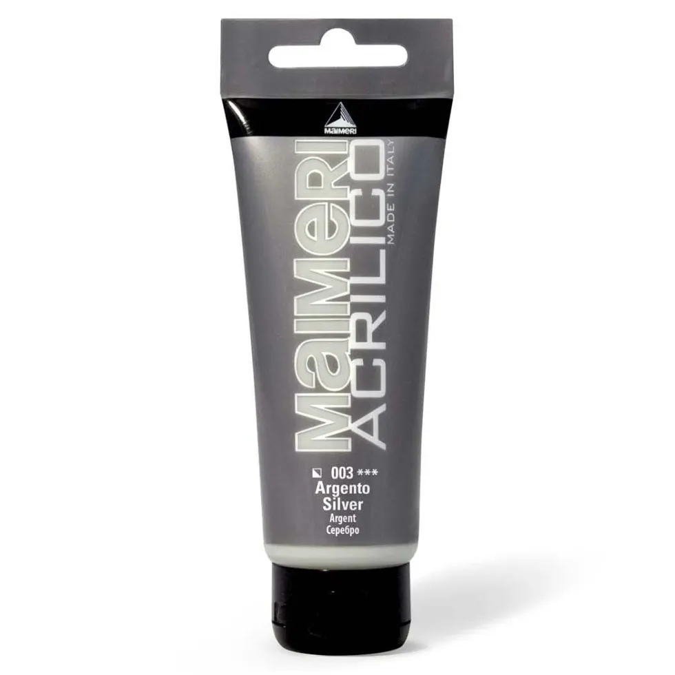 Farba akrylowa Acrilico - Maimeri - 003, Silver, 200 ml
