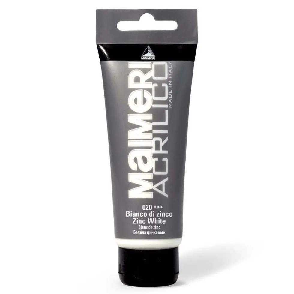 Farba akrylowa Acrilico - Maimeri - 020, Zinc White, 200 ml