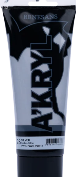 Farba akrylowa A'kryl metaliczna - Renesans - 28, silver, 200 ml
