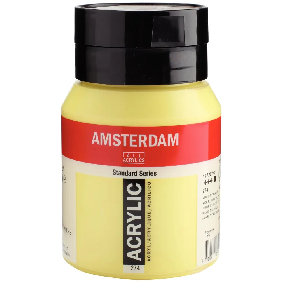 Farba akrylowa - Amsterdam - 274, Nickel Titanium Yellow, 500 ml