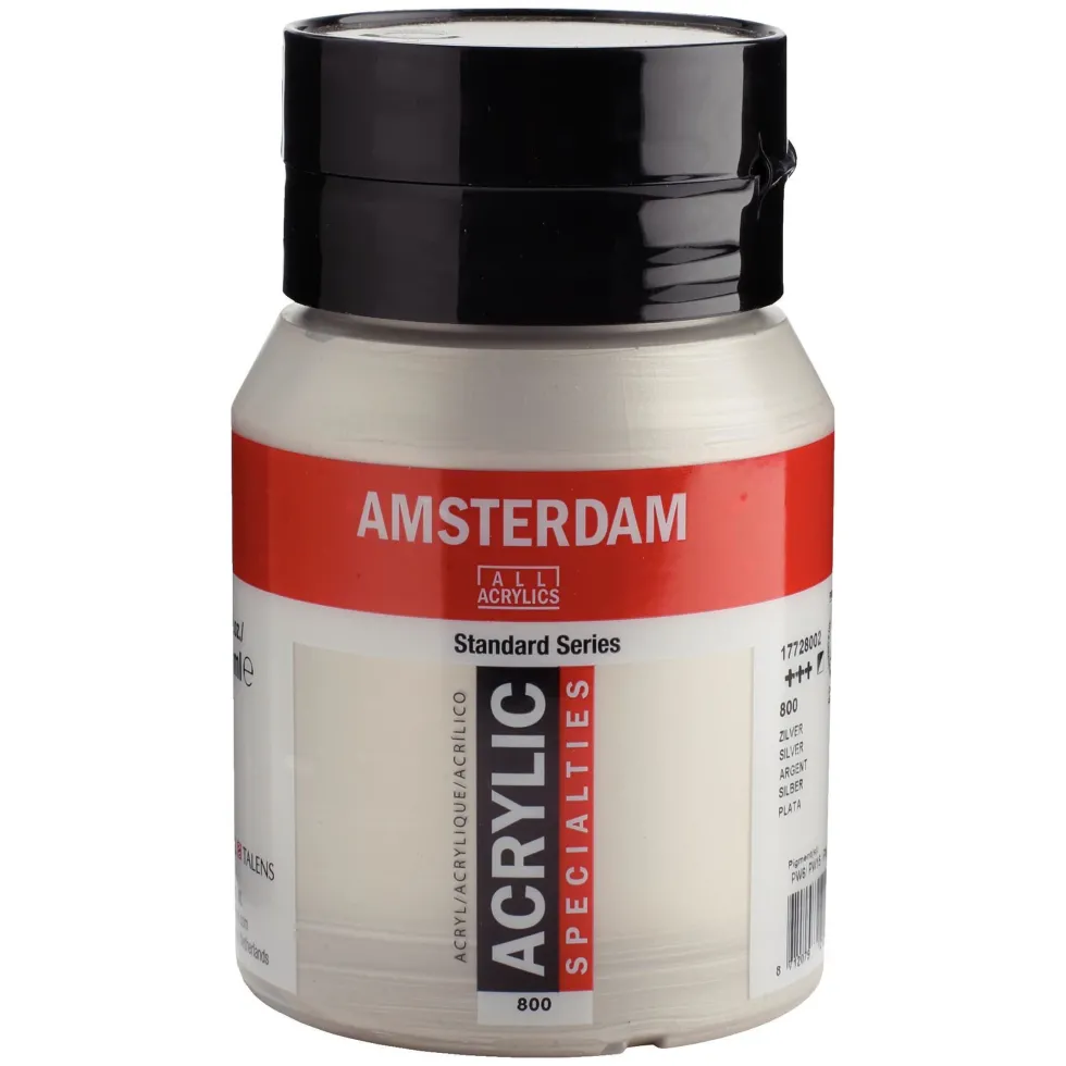 Farba akrylowa - Amsterdam - 800, Silver, 500 ml