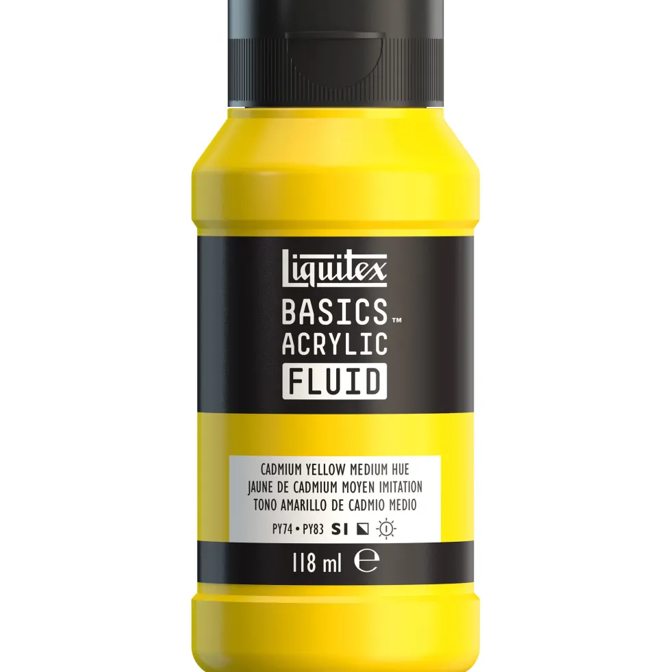 Farba akrylowa Basics Acrylic Fluid - Liquitex - 163, Cadmium Yellow Deep Hue, 118 ml