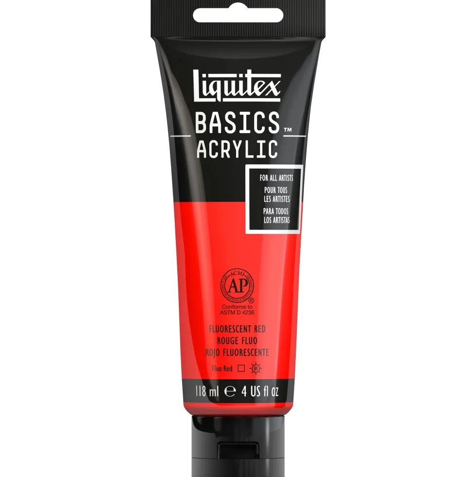 Farba akrylowa Basics Acrylic - Liquitex - 983, Fluorescent Red, 118 ml
