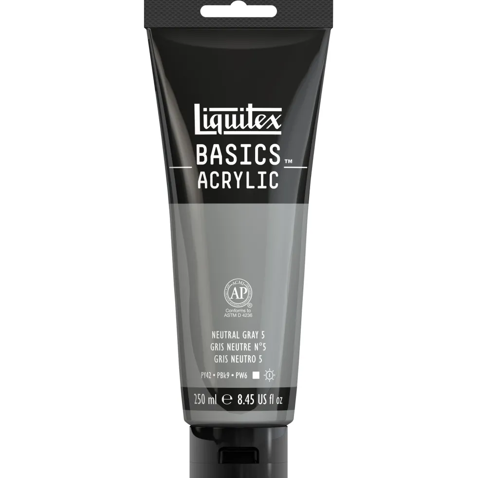 Farba akrylowa Basics Acrylic - Liquitex - Neutral Gray 5, 250 ml