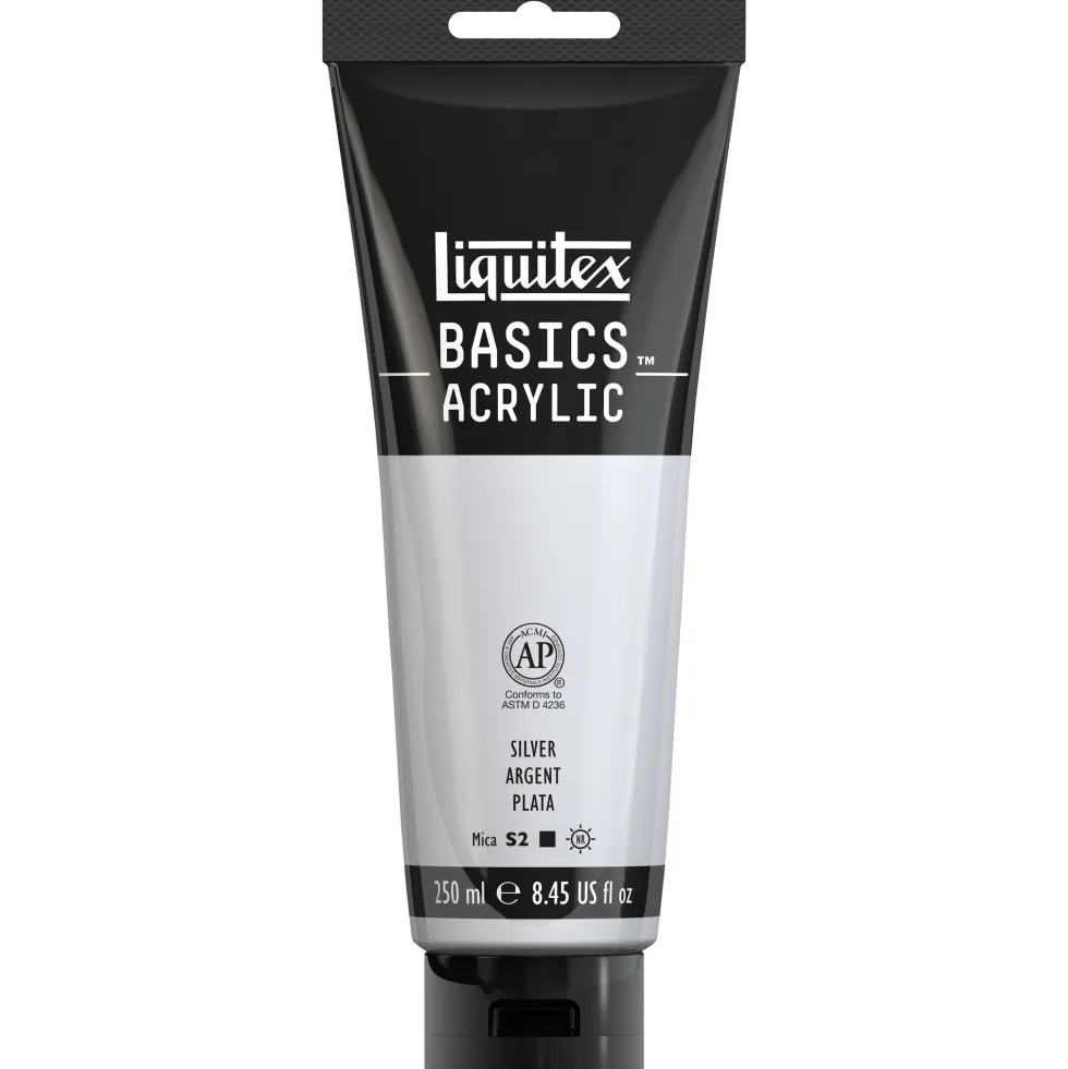 Farba akrylowa Basics Acrylic - Liquitex - Silver, 250 ml