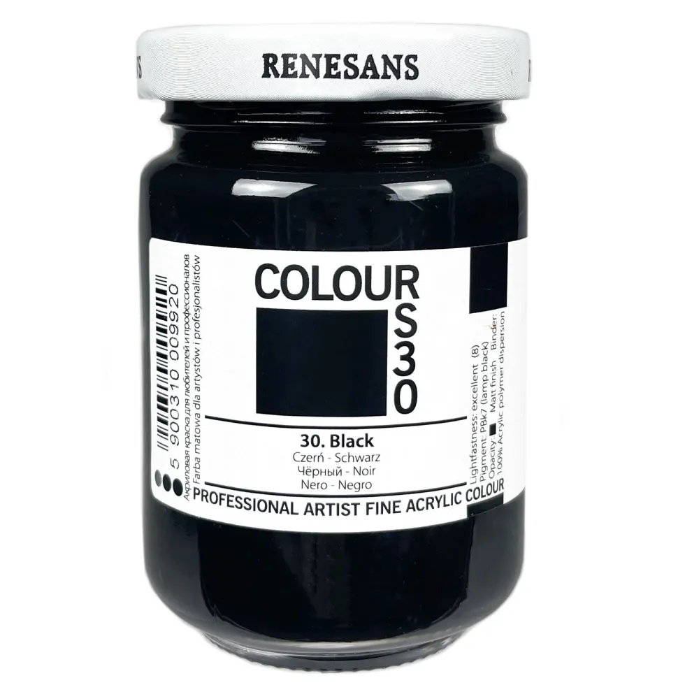 Farba akrylowa Colours - Renesans - 30, black, 125 ml