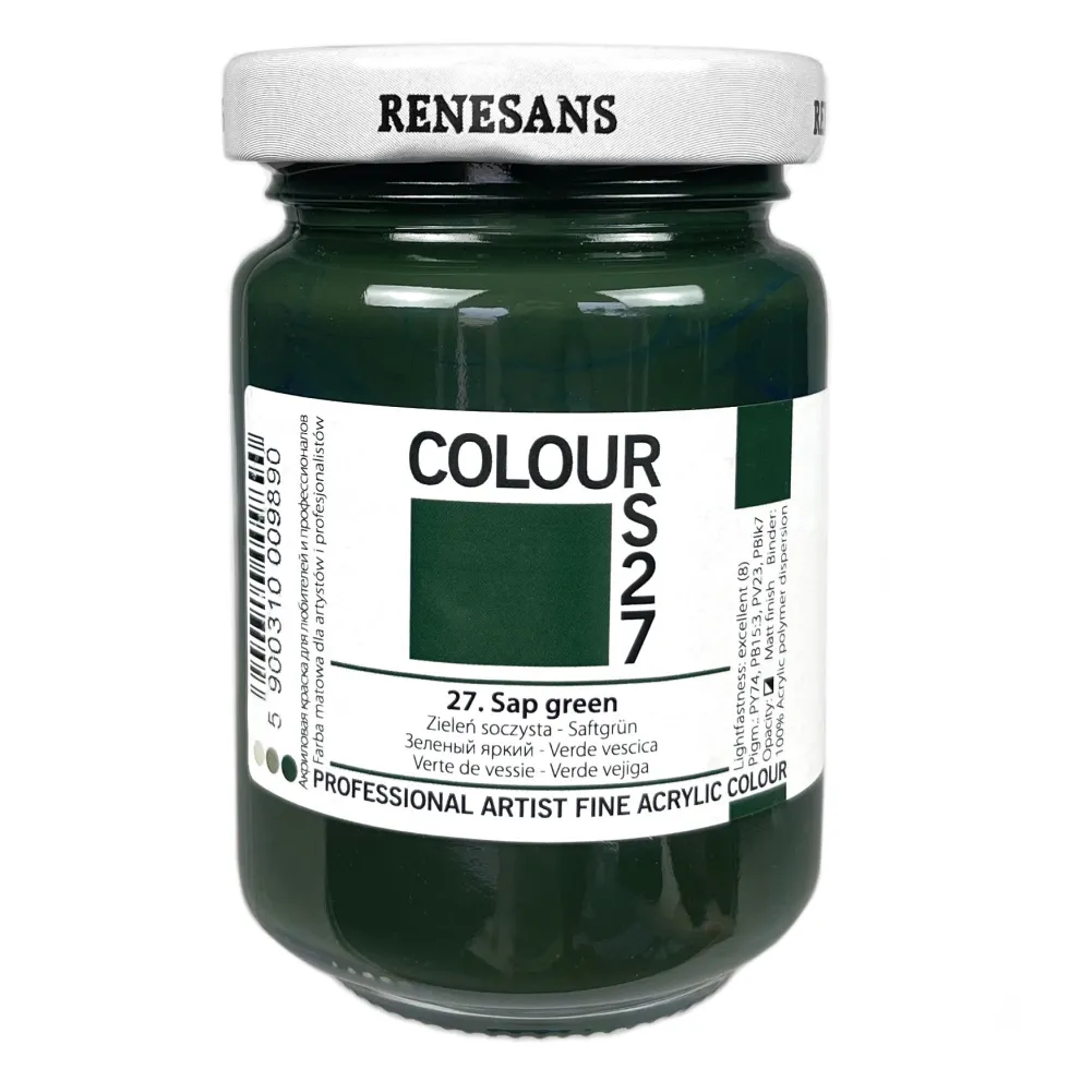 Farba akrylowa Colours - Renesans - 27, sap green, 125 ml