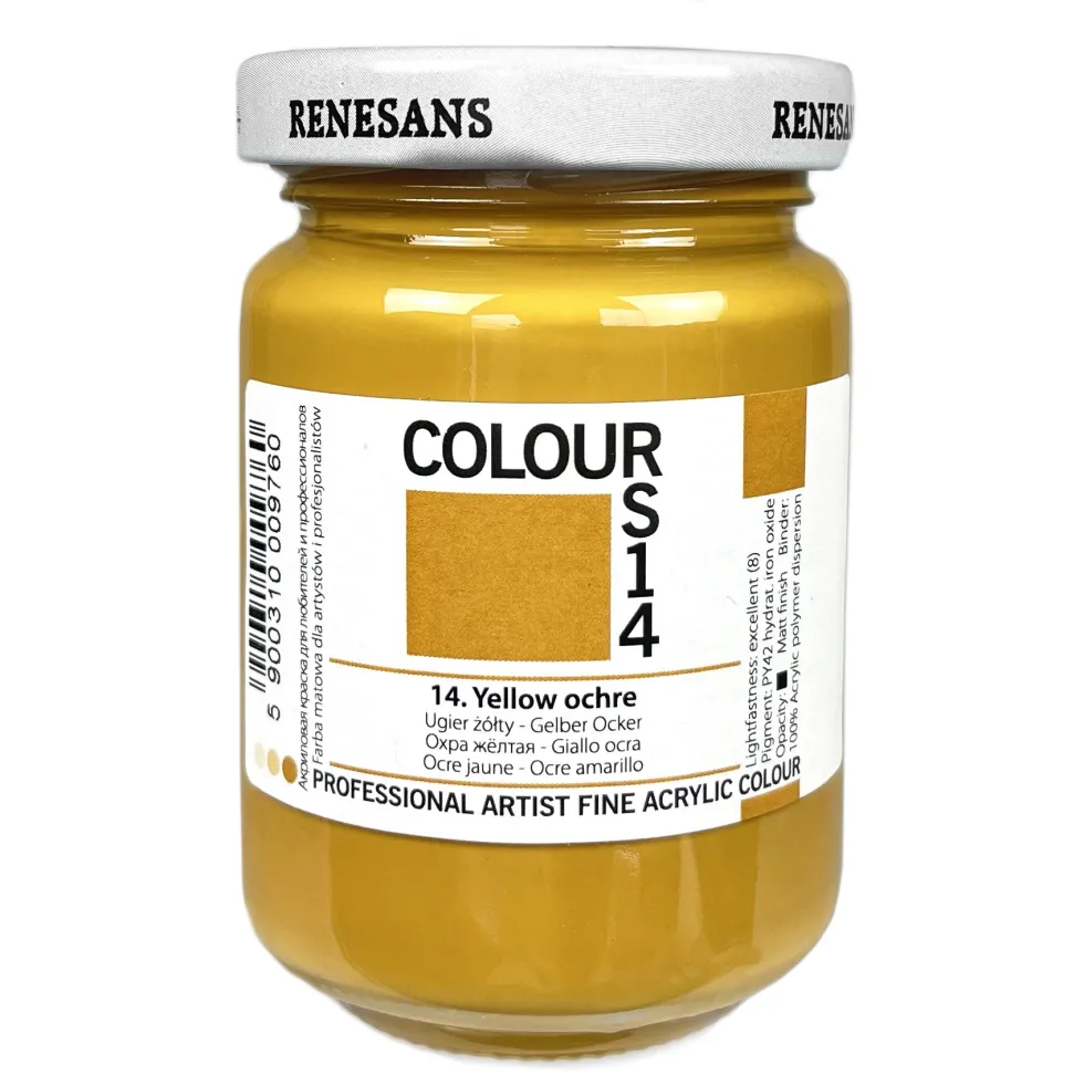 Farba akrylowa Colours - Renesans - 14, yellow ochre, 125 ml