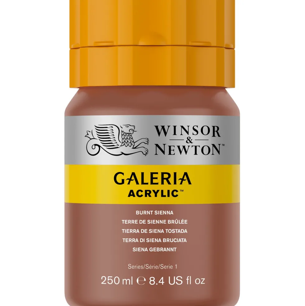 Farba akrylowa Galeria - Winsor & Newton - 074, Burnt Sienna, 250 ml